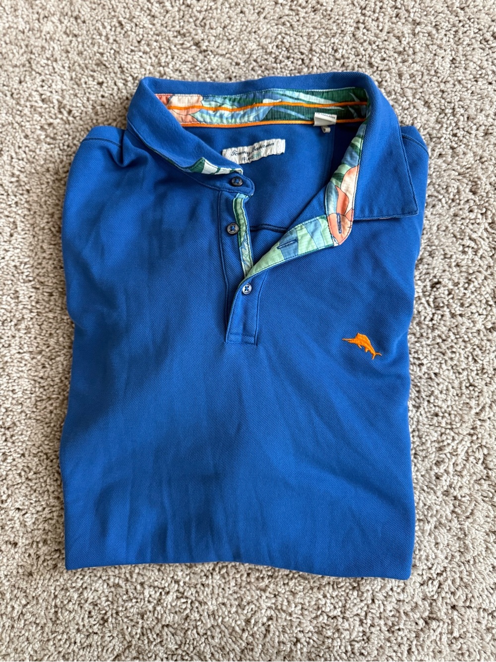 Tommy Bahama IslandZone Polo 3XLT Tall Blue Supima Cotton Orange Marlin Tropical